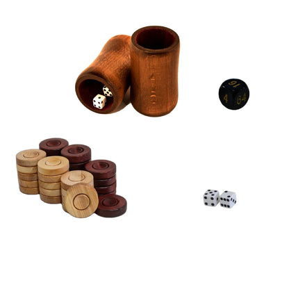 Set de dame, cupe și zaruri pentru table 35 mm