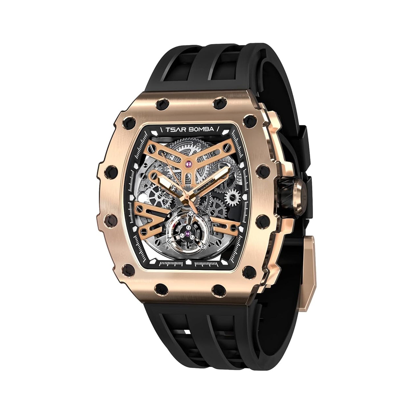 Ceas bărbătesc TSAR BOMBA Black Gold Emperor Automatic JYTB8208AG