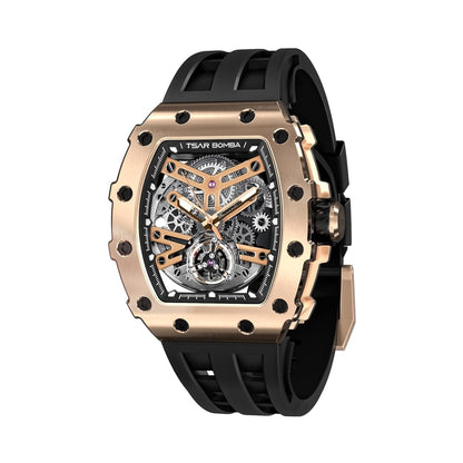 Ceas bărbătesc TSAR BOMBA Black Gold Emperor Automatic JYTB8208AG