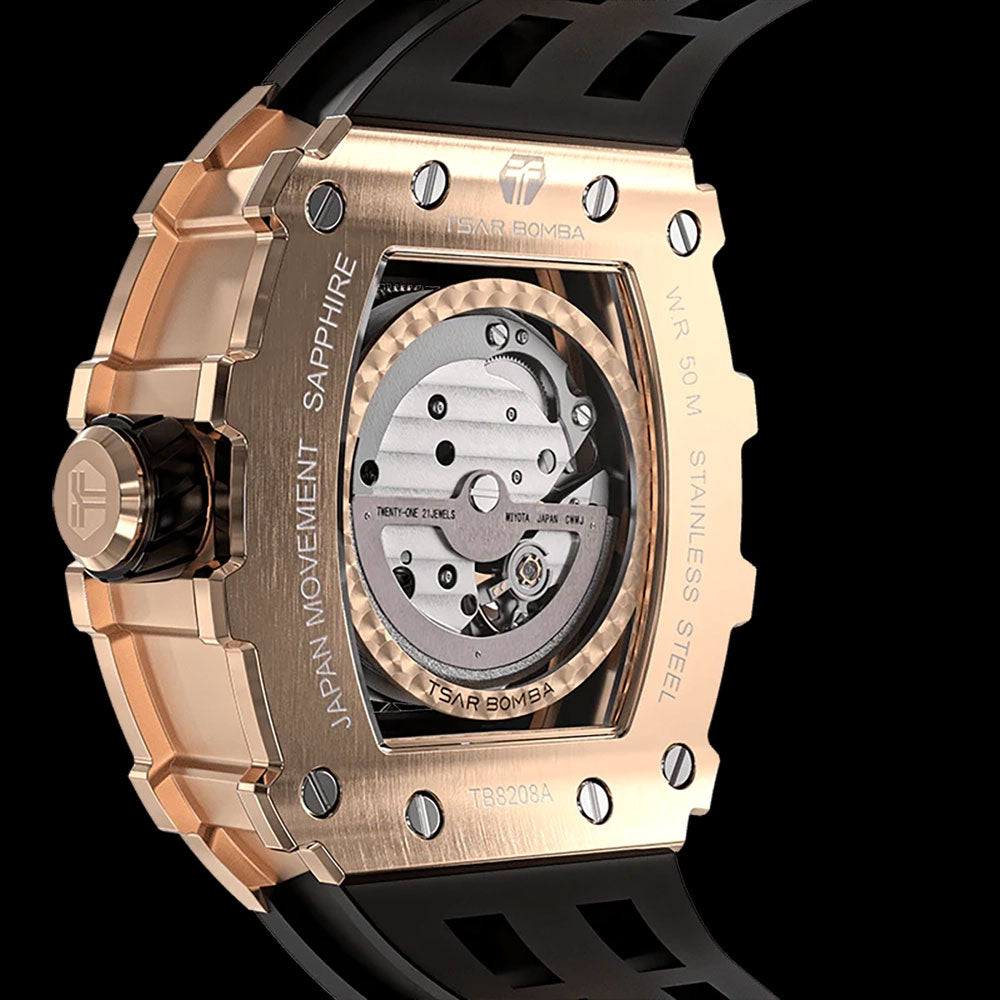 Ceas bărbătesc TSAR BOMBA Black Gold Emperor Automatic JYTB8208AG