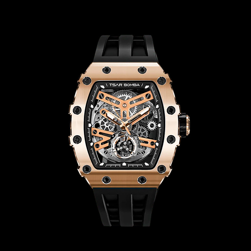 Ceas bărbătesc TSAR BOMBA Black Gold Emperor Automatic JYTB8208AG