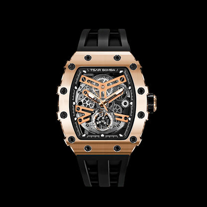 Ceas bărbătesc TSAR BOMBA Black Gold Emperor Automatic JYTB8208AG