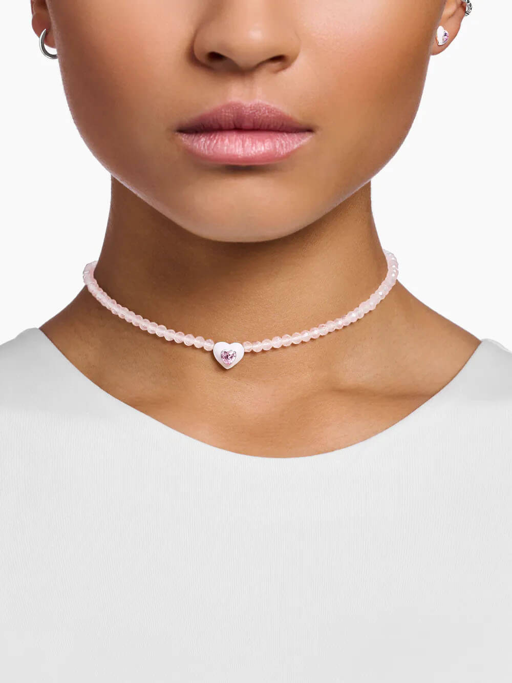 Coliere Thomas Sabo cu inimă și trandafir KE2181-035-9