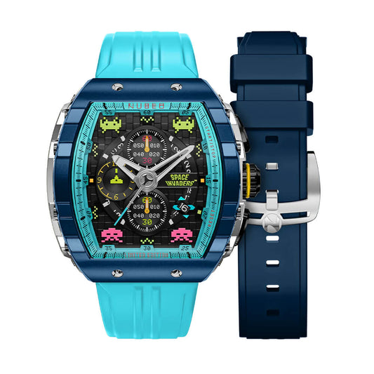 Ceas bărbătesc Nubeo Magellan Chronograph Space Invaders – Cosmic Cobalt Limited