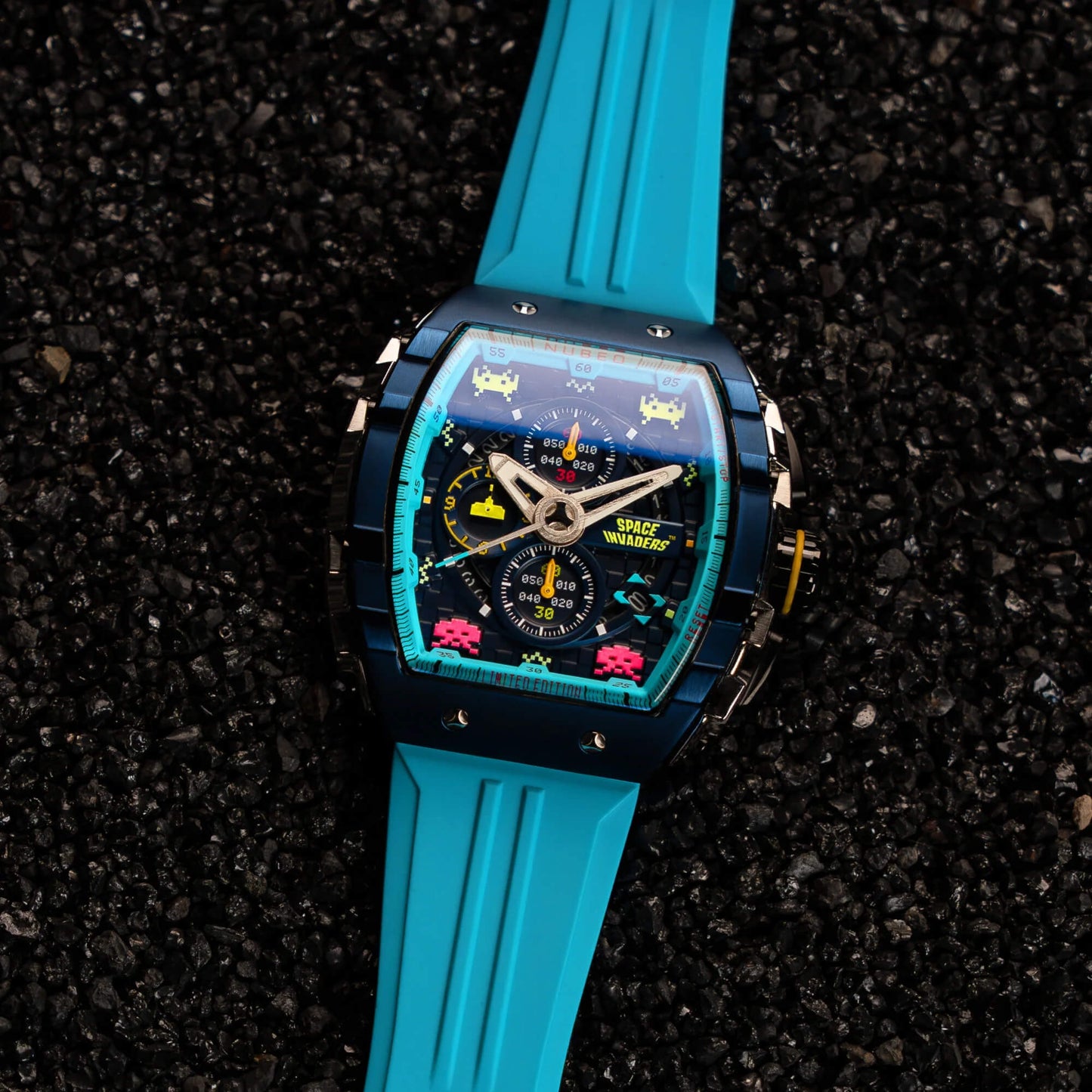 Ceas bărbătesc Nubeo Magellan Chronograph Space Invaders – Cosmic Cobalt Limited