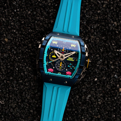 Ceas bărbătesc Nubeo Magellan Chronograph Space Invaders – Cosmic Cobalt Limited