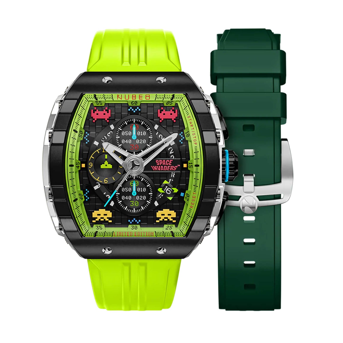 Ceas bărbătesc Nubeo Magellan Chronograph Space Invaders – Galactic Green Limited
