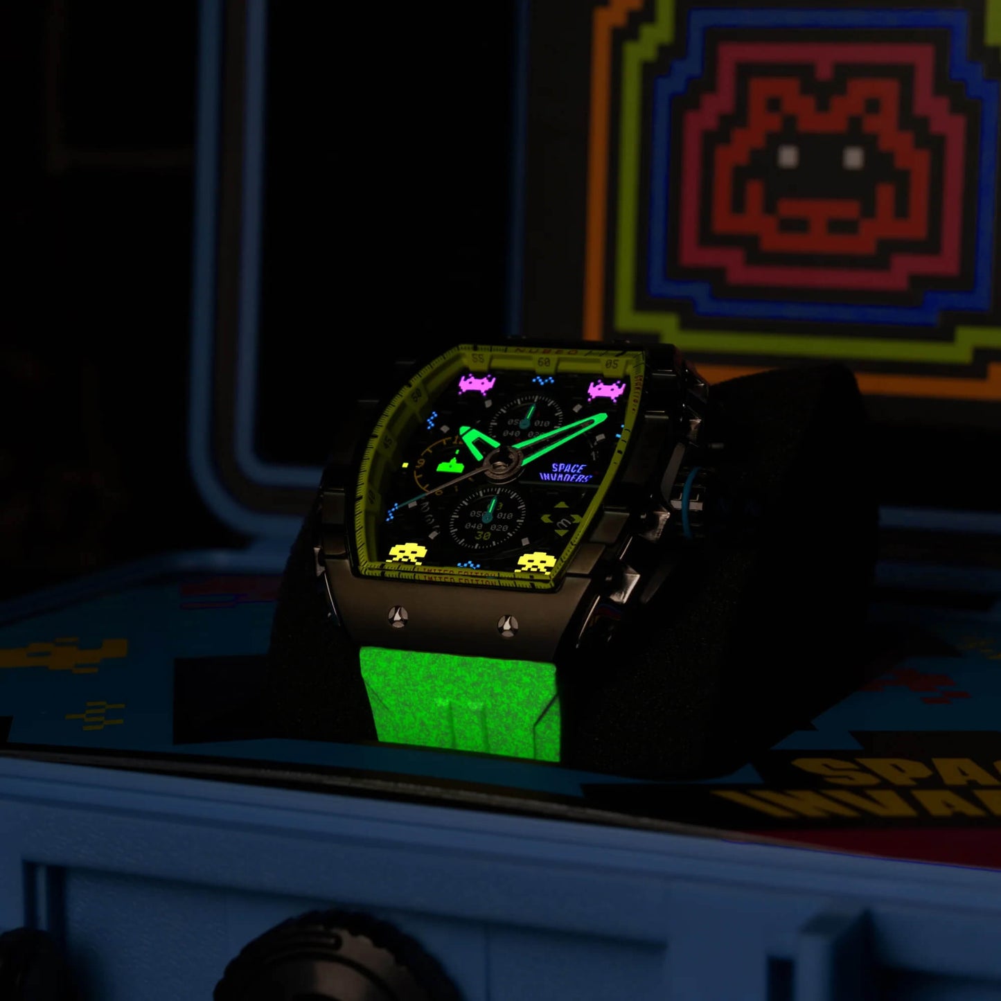 Ceas bărbătesc Nubeo Magellan Chronograph Space Invaders – Galactic Green Limited