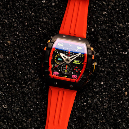 Ceas bărbătesc Nubeo Magellan Chronograph Space Invaders – Pixel Red Limited