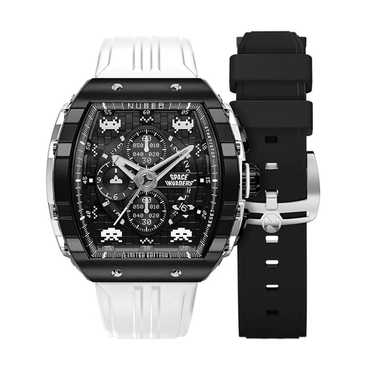 Ceas bărbătesc Nubeo Magellan Chronograph Space Invaders – Lunar Black Limited