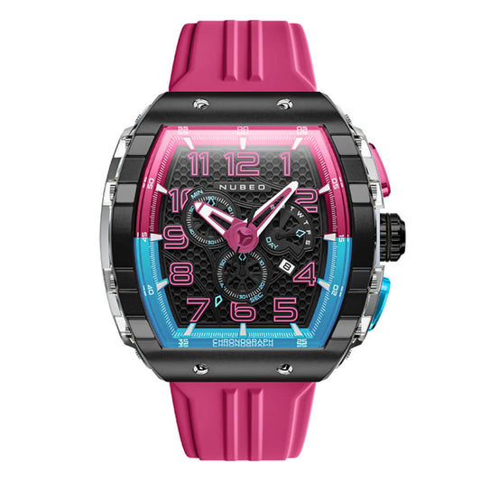 Ceas bărbătesc Nubeo Magellan Bubblegum Pink Retrograde Chronograph
