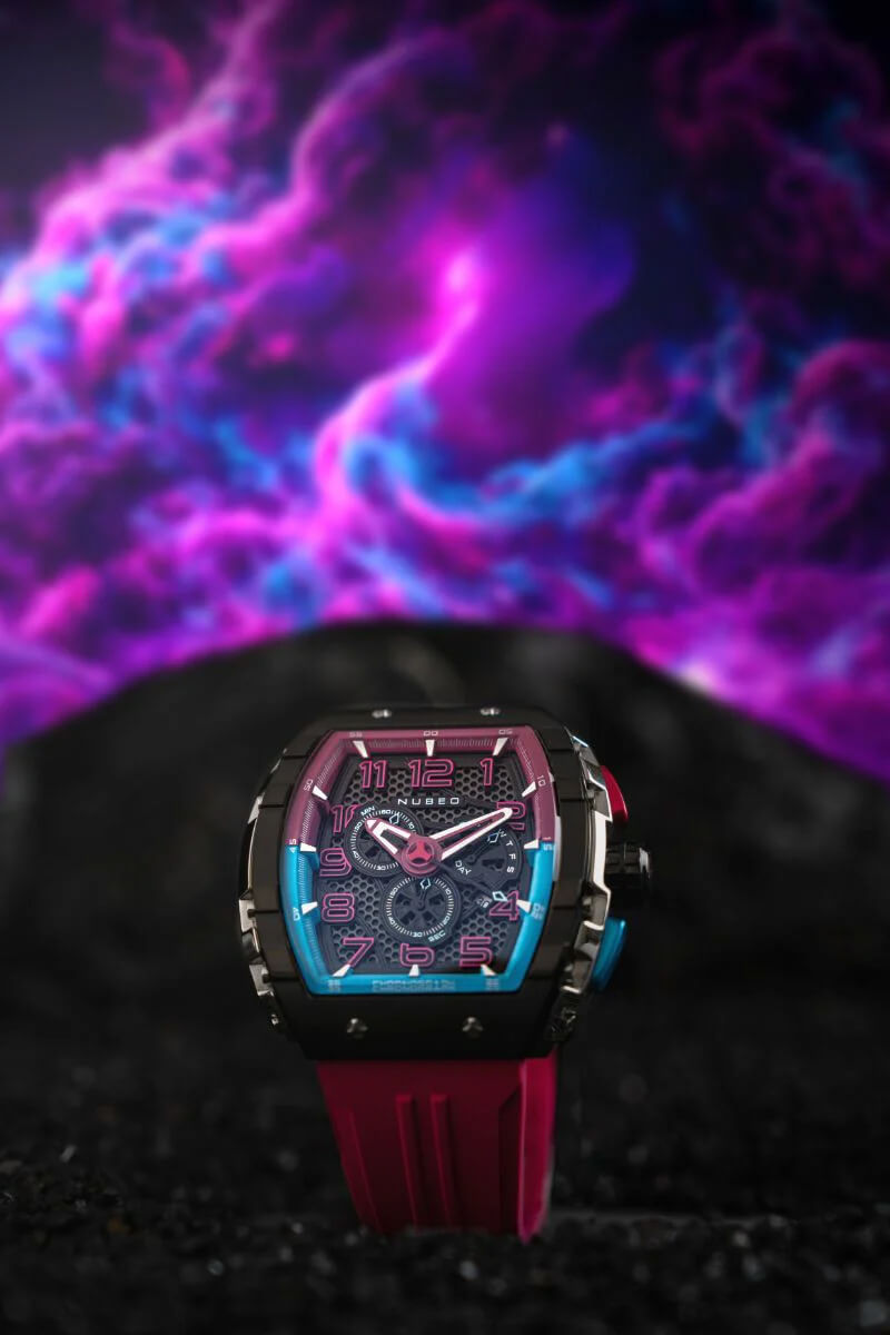Ceas bărbătesc Nubeo Magellan Bubblegum Pink Retrograde Chronograph