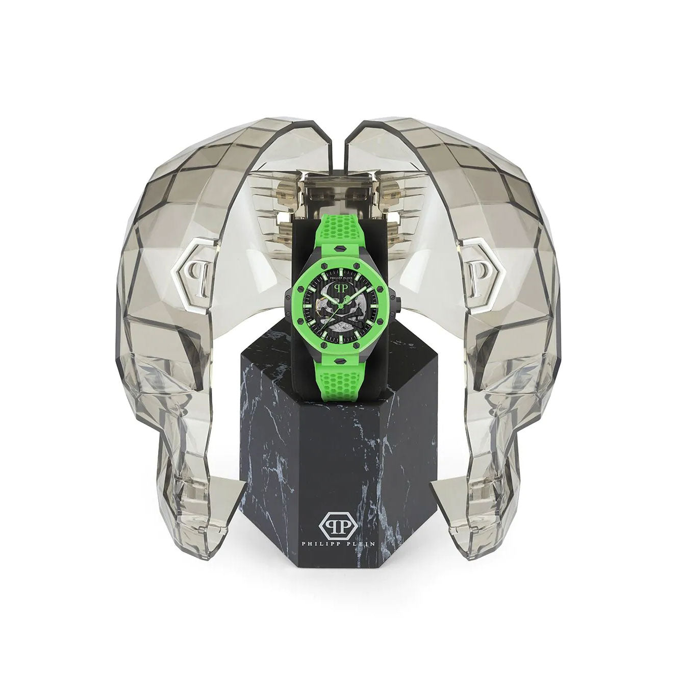 Ceas bărbătesc Philipp Plein Skeleton Royal Automatic Lime Inferno PWPFA0624