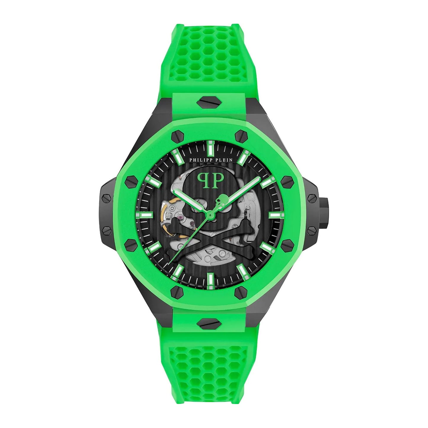 Ceas bărbătesc Philipp Plein Skeleton Royal Automatic Lime Inferno PWPFA0624