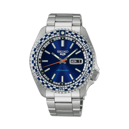 Ceas bărbătesc Seiko 5 Sport Automatic Petrol Blue Checker Flag Ediție specială SRPK65K1