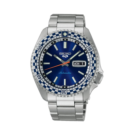 Ceas bărbătesc Seiko 5 Sport Automatic Petrol Blue Checker Flag Ediție specială SRPK65K1