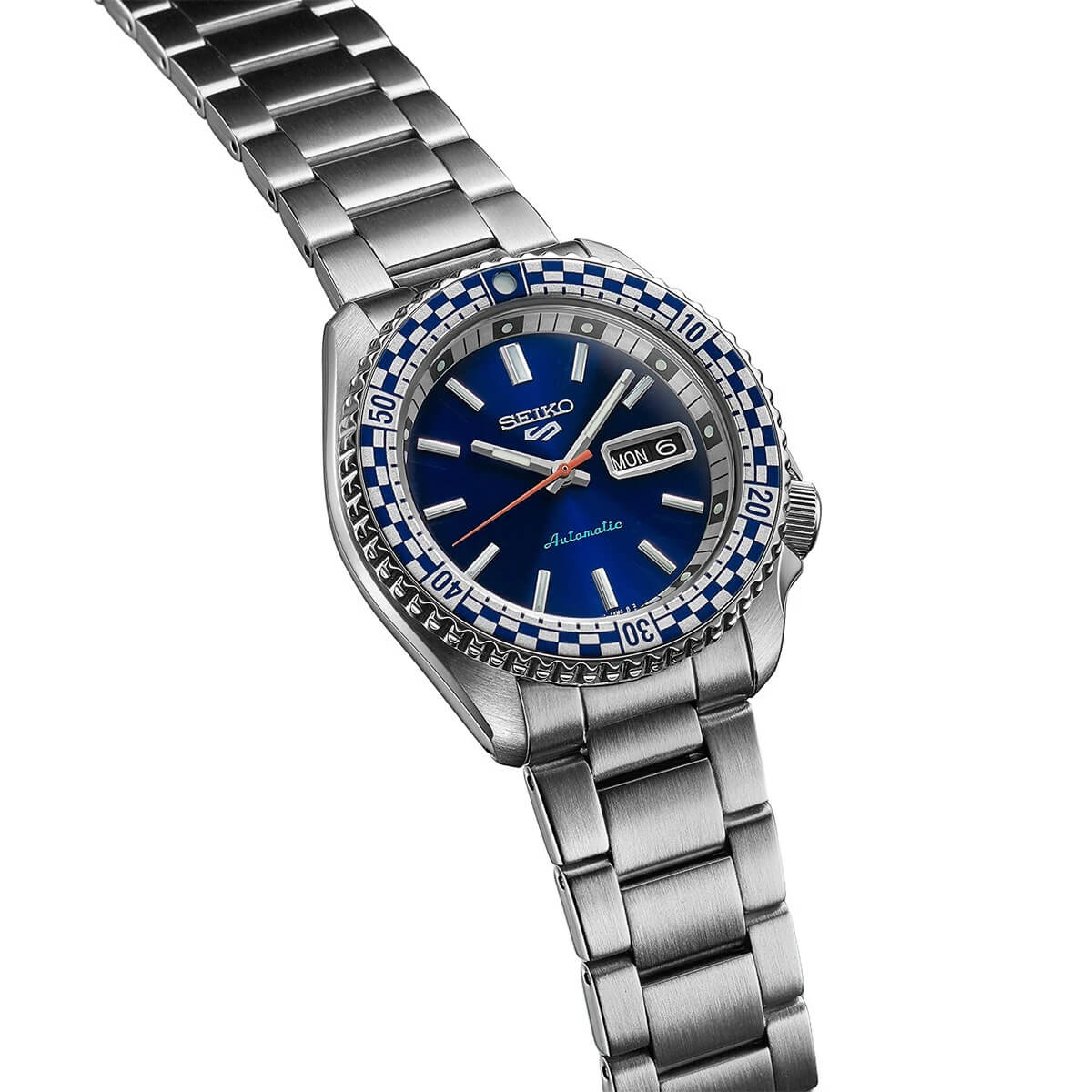 Ceas bărbătesc Seiko 5 Sport Automatic Petrol Blue Checker Flag Ediție specială SRPK65K1