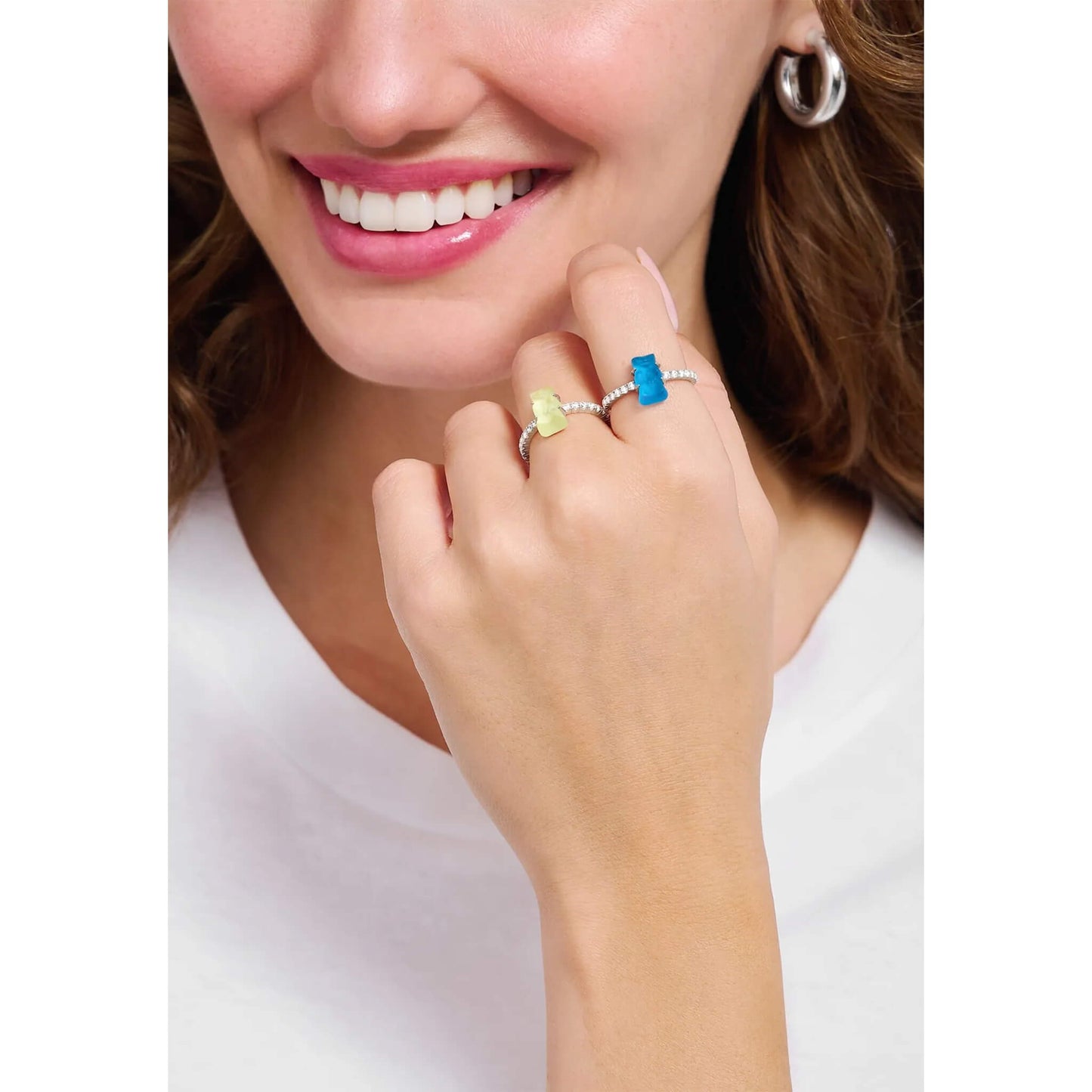 Inel mini albastru cu zirconiu Goldbear de la Thomas Sabo x HARIBO
