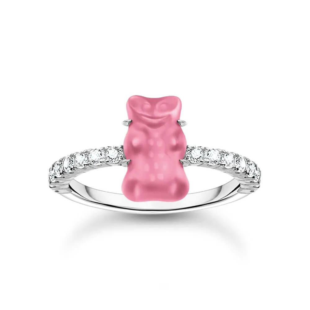 Inel mini roz Goldbear cu zirconiu Thomas Sabo x HARIBO, 54 EU