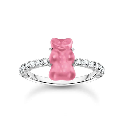 Inel mini roz Goldbear cu zirconiu Thomas Sabo x HARIBO, 54 EU