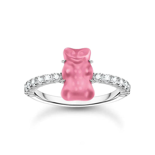Inel mini roz Goldbear cu zirconiu Thomas Sabo x HARIBO, 54 EU