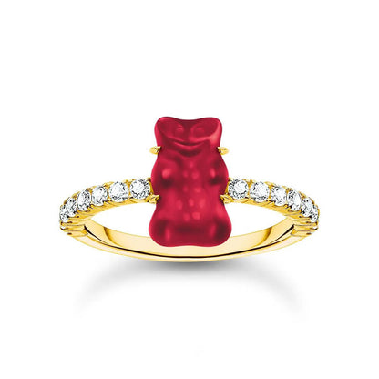 Inel Thomas Sabo x HARIBO Mini Red Goldbear cu zirconiu placat cu aur de 18k, EU54