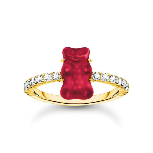 Inel Thomas Sabo x HARIBO Mini Red Goldbear cu zirconiu placat cu aur de 18k, EU54
