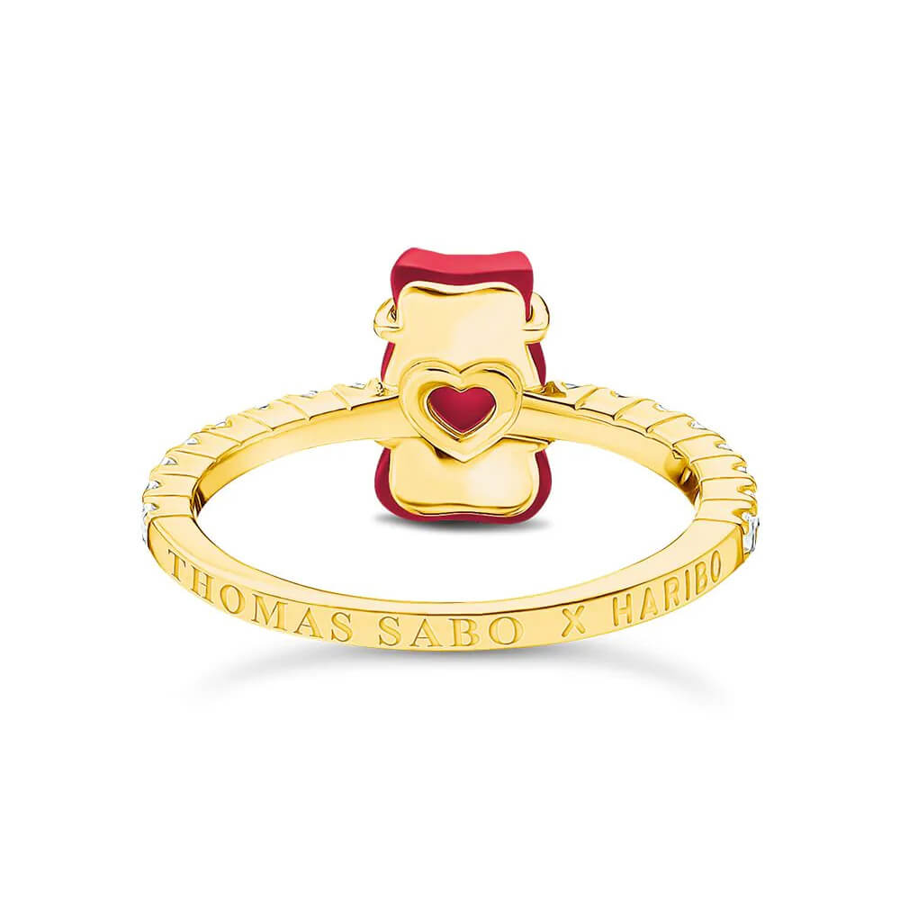 Inel Thomas Sabo x HARIBO Mini Red Goldbear cu zirconiu placat cu aur de 18k, EU54