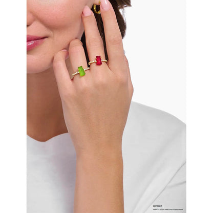 Inel Thomas Sabo x HARIBO Mini Red Goldbear cu zirconiu placat cu aur de 18k, EU54