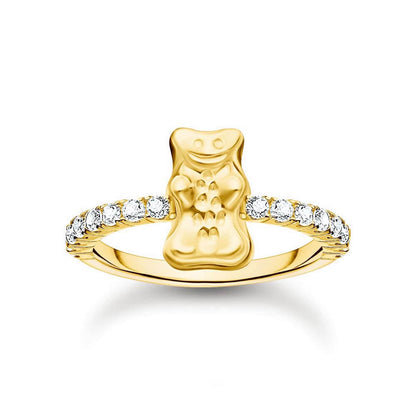 Inel Thomas Sabo x HARIBO Mini Red Goldbear cu zirconiu placat cu aur de 18k, EU56