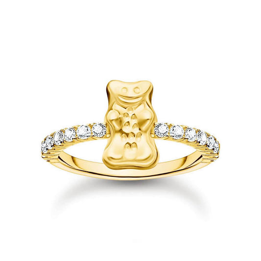 Inel Thomas Sabo x HARIBO Mini Red Goldbear cu zirconiu placat cu aur de 18k, EU56